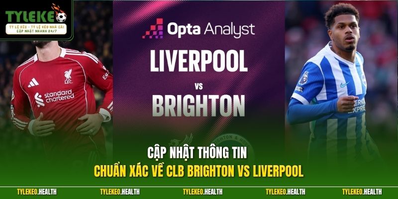 Cập nhật thông tin chuẩn xác về CLB Brighton vs Liverpool